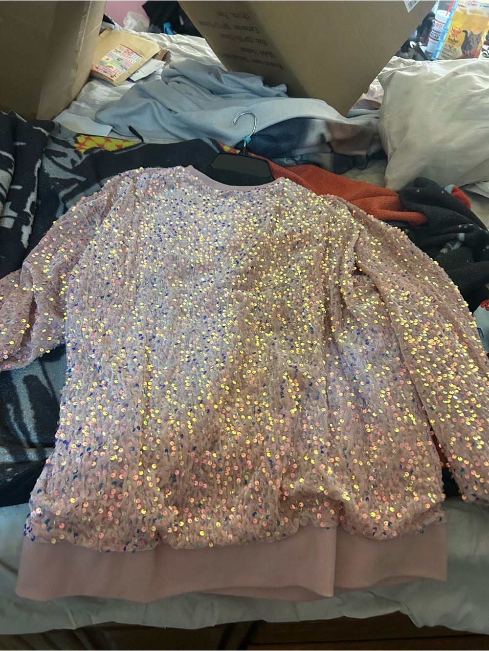 Shiraleah Pink Sequin Girls' Long-Sleeve Sweatshirt